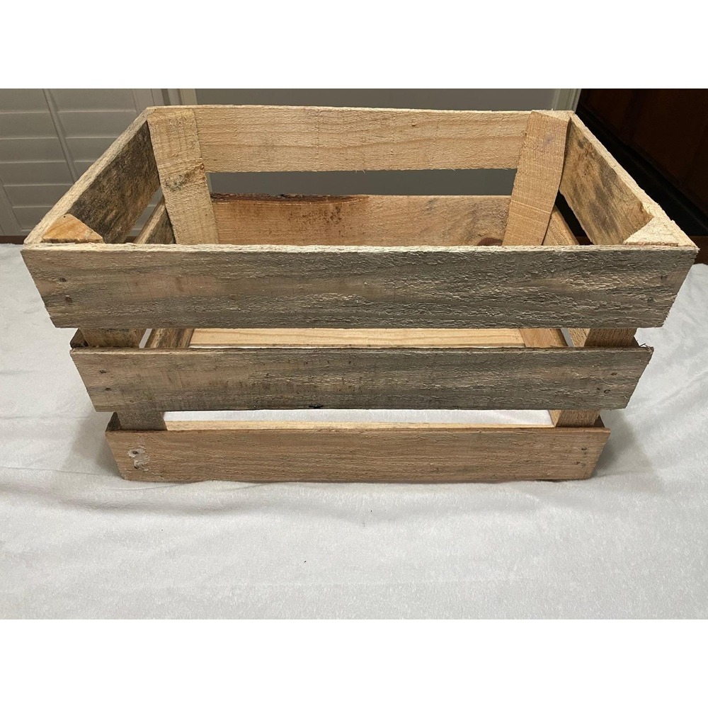 Rustic Wooden Crate Farmhouse Storage Display Box Craft Decor
